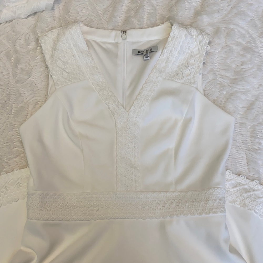 Kensie | Lace Trim Sleeveless Dress white | Size:6